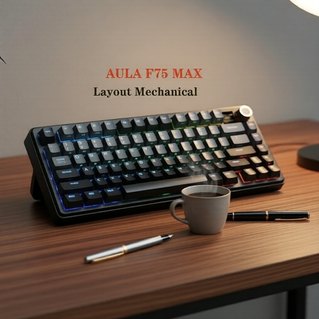 คีย์บอร์ดไร้สาย AULA F75 MAX โหมด 3, 75% ขนาด, 4000mAh, พิมพ์เงียบ, จอ TFT, ใช้ได้กับ Mac/แล็ปท็อป