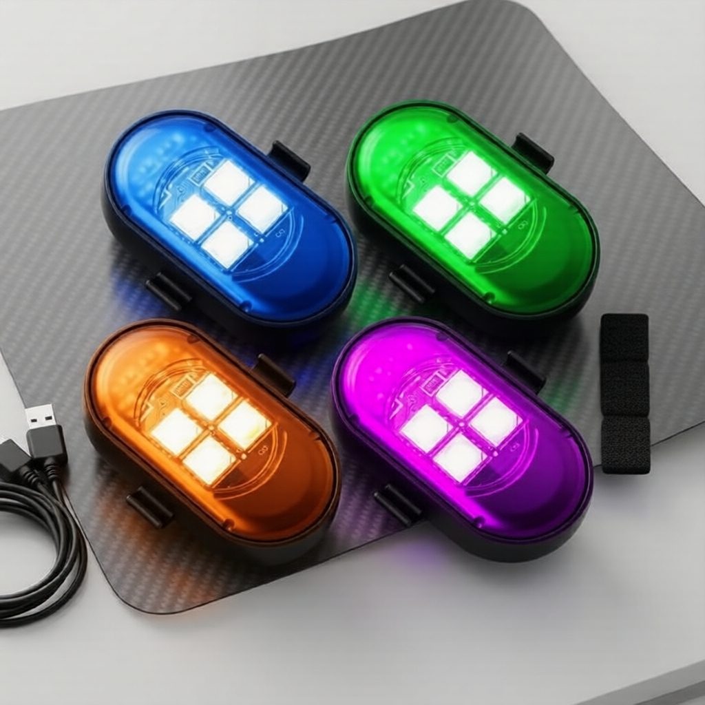 ไฟแฟลชกระพริบ RGB ไร้สาย สําหรับรถยนต์และมอเตอร์ไซค์