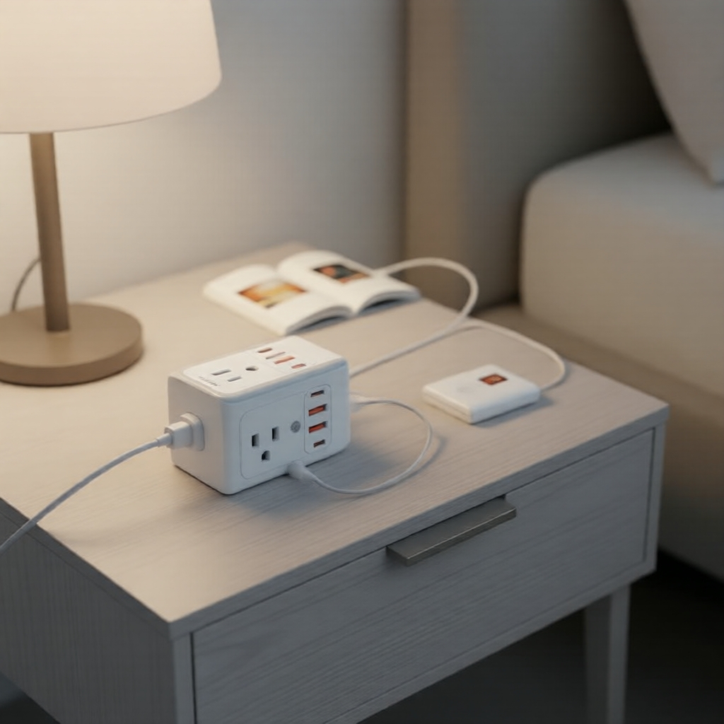 ปลั๊กไฟ US Plug Wall Outlet Extender Surge Protector 10 in 1 Power Strip 6 Outlets และ 4 USB สําหรับ