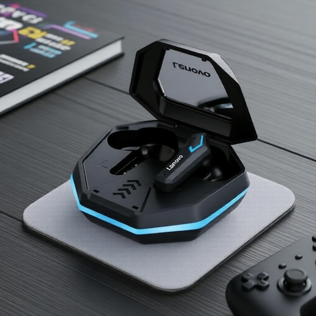 หูฟังเกมมิ่งบลูทูธ Lenovo TG102 แบตเตอรี่ใช้งานได้ทั้งวัน ตัดเสียงรบกวนอัจฉริยะ เหมาะสําหรับการใช้งา