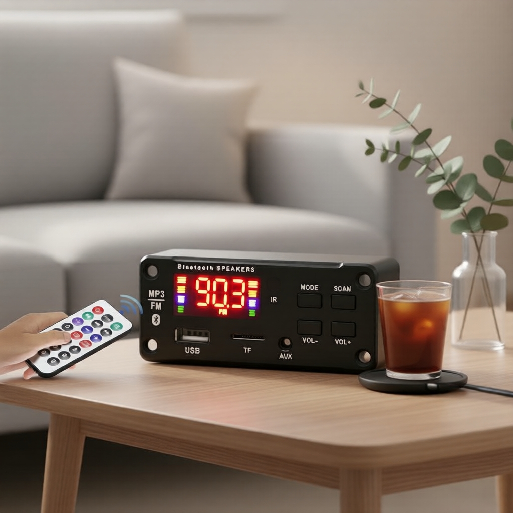 แผงขยายเสียงบลูทูธคลาส D โมดูลอัปเกรดลําโพง ควบคุมด้วยรีโมท DC 6V-12V