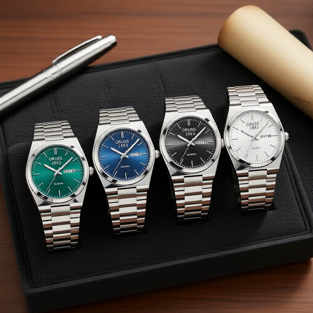 นาฬิกาธุรกิจสแตนเลสกันน้ําเรืองแสงสําหรับผู้ชาย Oruss Swiss