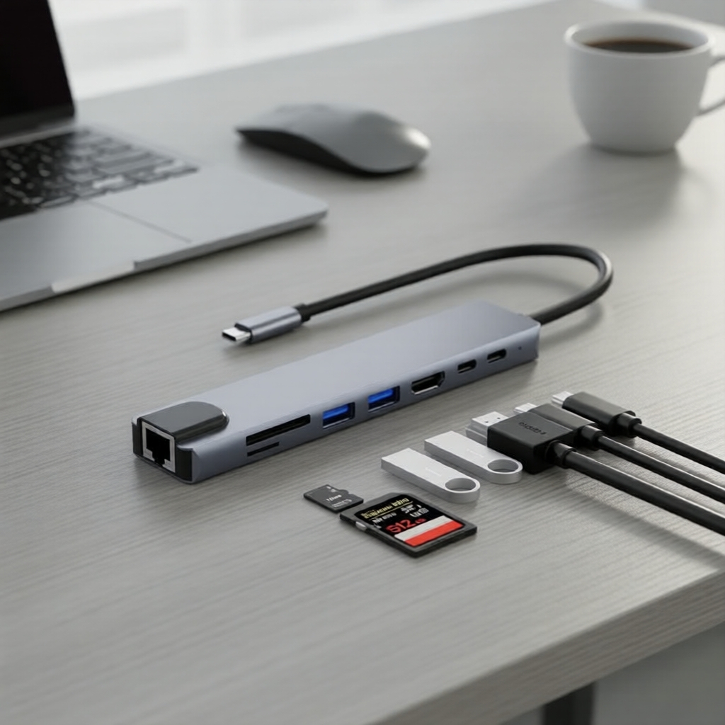 8-in-1 ฮับ USB C ตัวแยก Type C 4K ธันเดอร์โบลต์ 3 ด็อกกิ้งสเตชั่น อะแดปเตอร์แล็ปท็อปสําหรับ MacBook Air M1 iPad Pro RJ45 HDTV Computer