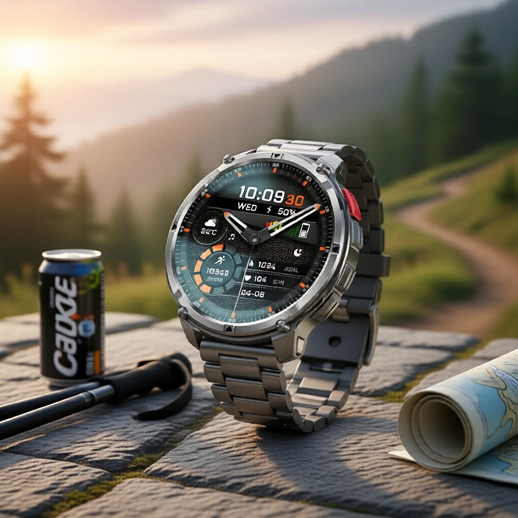 สมาร์ทวอทช์กันน้ํา T-3 Outdoors 2026: แบตเตอรี่ 1100mAh, โทรผ่านบลูทูธ, หน้าจอ AMOLED HD