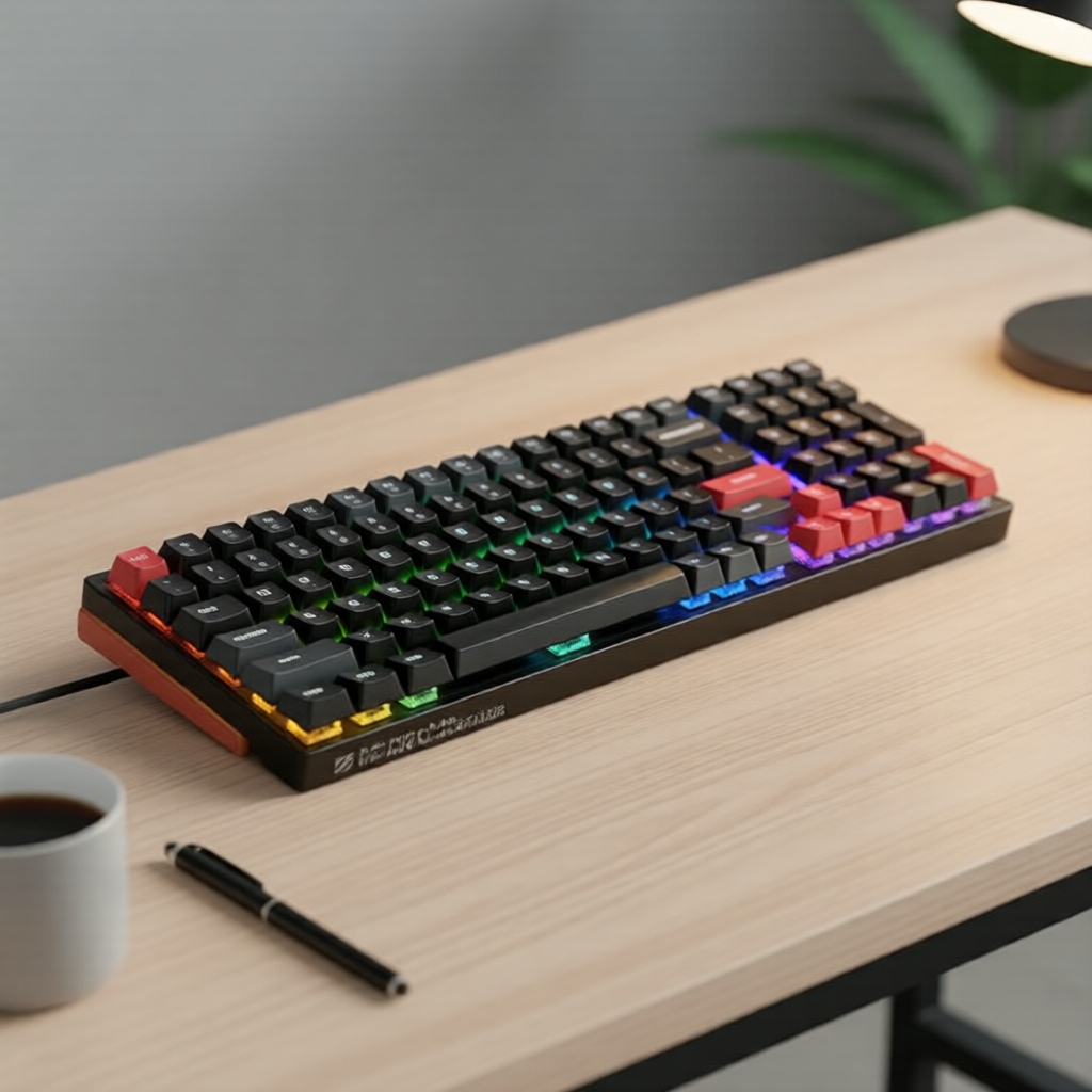 คีย์บอร์ดแมคคานิคอลมีสาย Machenike K600 Lite, 100 ปุ่ม, ไฟ RGB, รองรับ Hot-Swap, สวิตช์ Brown/Red