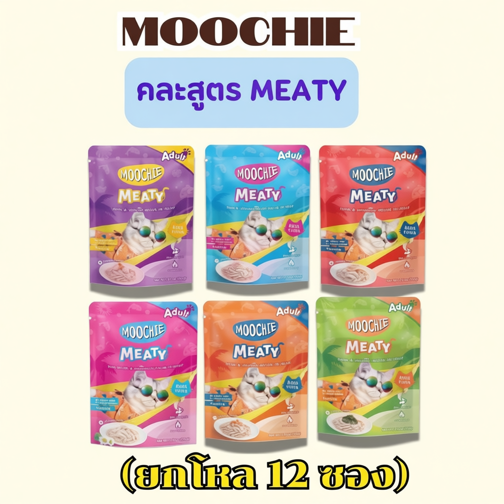 Moochie อาหารเปียกแมวไม่เติมเกลือ เพื่อสุขภาพน้องแมว ขนาด 70 กรัม