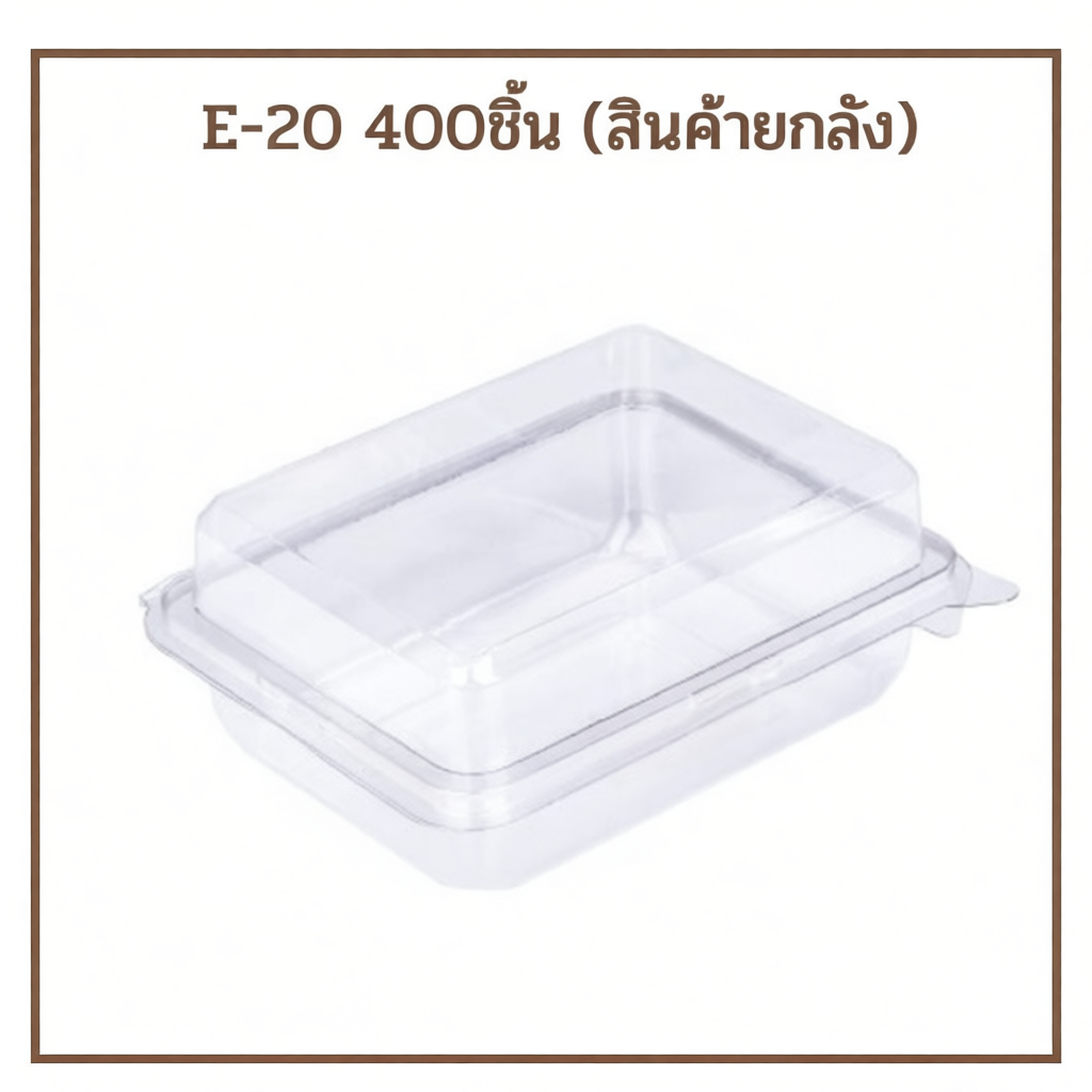 ยกลัง E20 400ใบ กล่องใส PET ฝาพับ กล่องเบเกอรี่