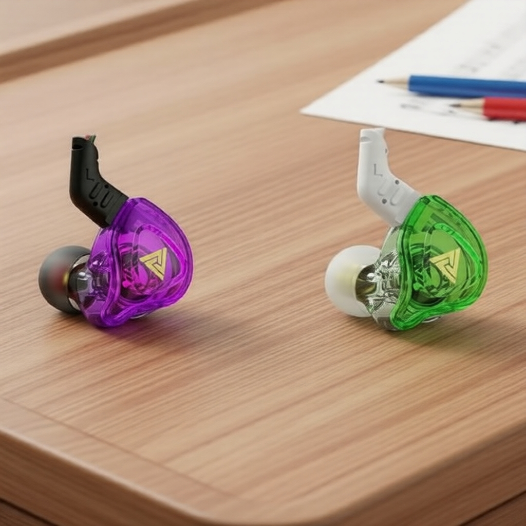 หูฟังอินเอียร์มีสาย QKZ AK6 DMX HiFi แบบไดรเวอร์คู่ พร้อมไมโครโฟนและตัดเสียงรบกวน