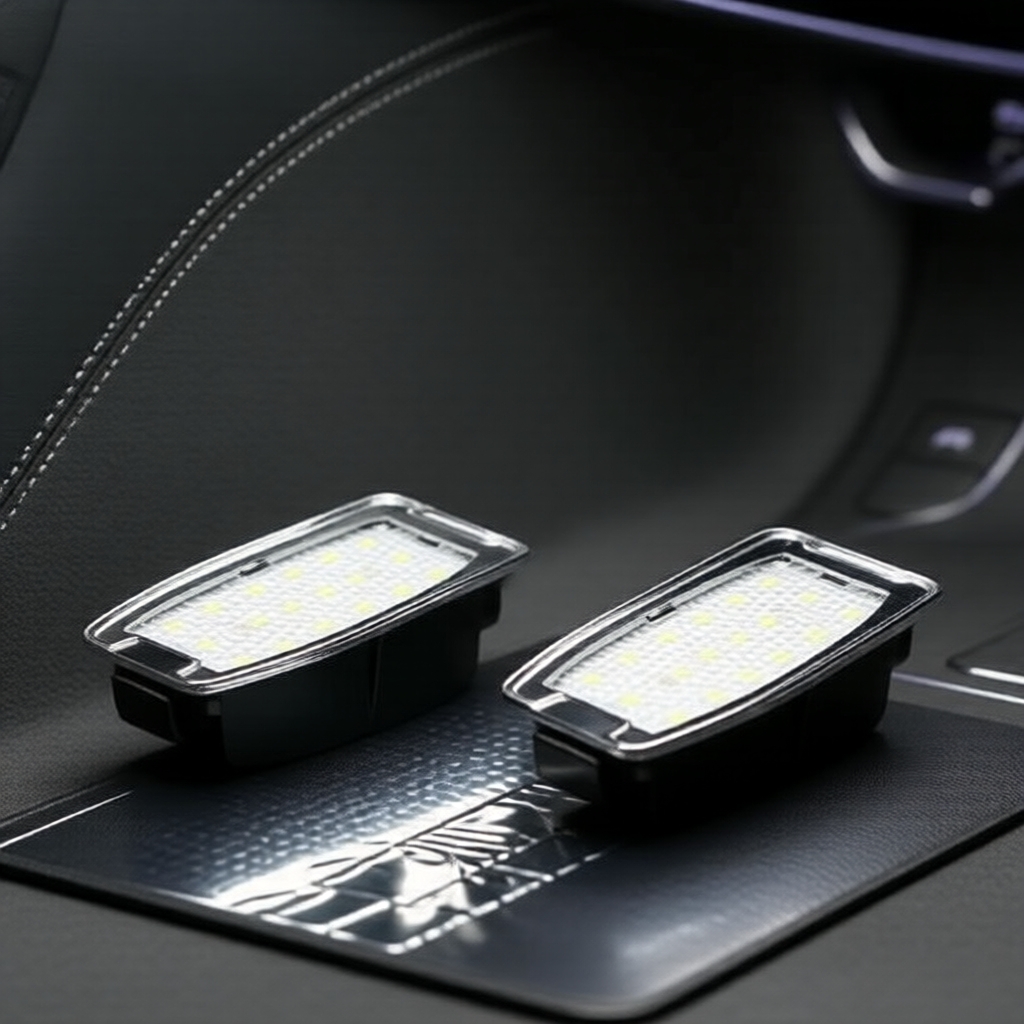 ไฟส่องพื้นกระจกมองข้าง LED SMD สีขาว 18SMD สําหรับ Freelander 2/Range Rover L322/Volvo XC70 - เซ็ต 2