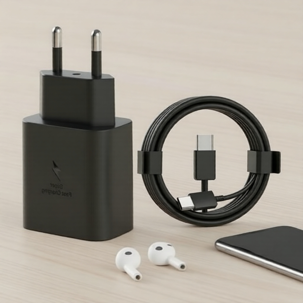 ที่ชาร์จเร็ว 25W PD พร้อมปลั๊ก EU สําหรับ Samsung Galaxy S22/S23/S24 Ultra & Note 20/10 Plus พร้อมสา