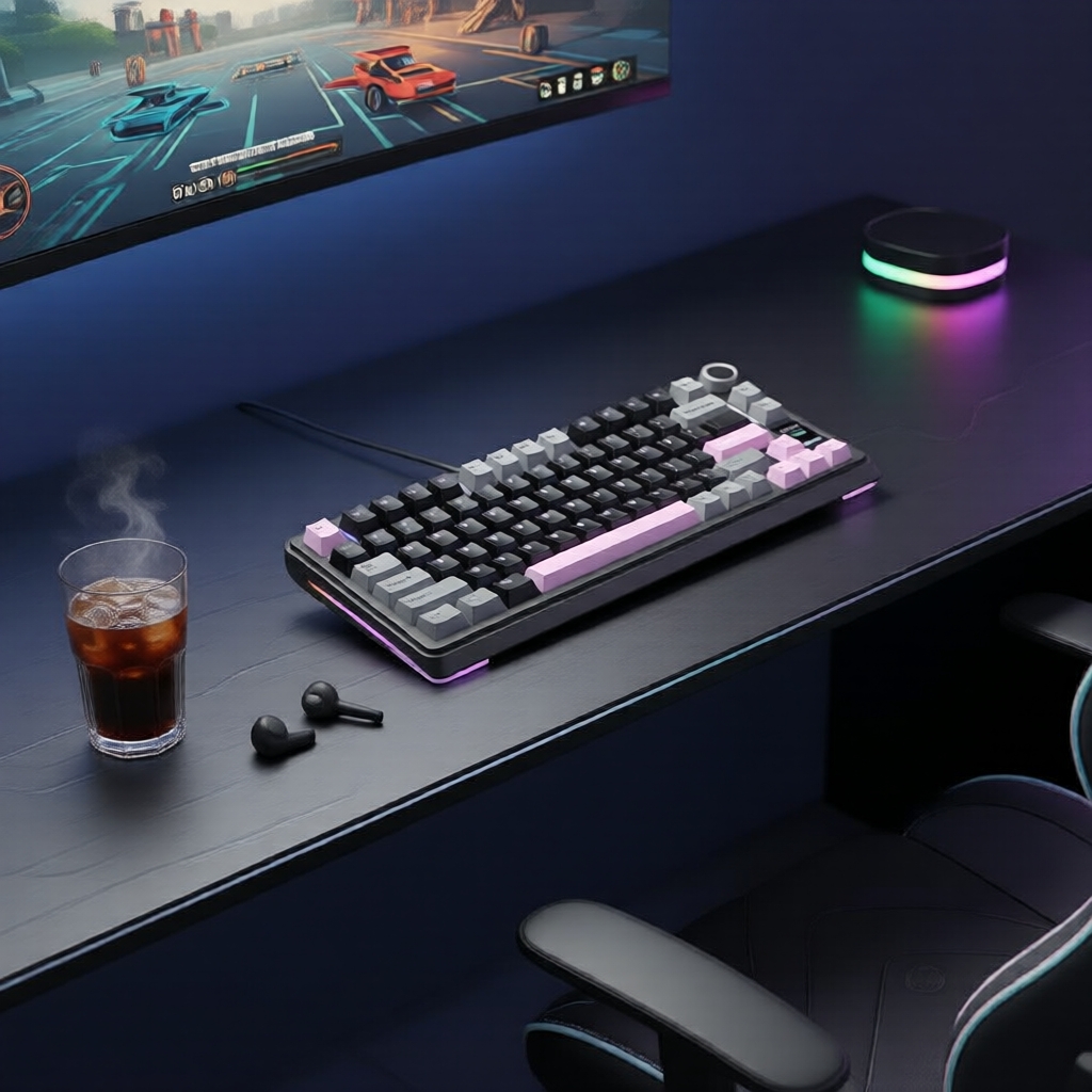 คีย์บอร์ดไร้สาย AULA S75Pro - Mechanical, กาสเก็ต, แบบ US, มีจอแสดงภาพ