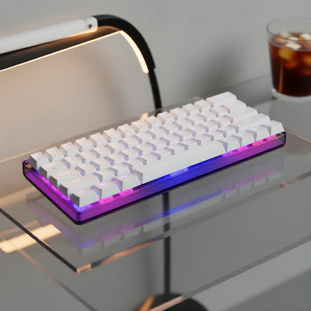 คีย์บอร์ดกลไก AJAZZ NK68 สวิตช์สีแดง คีย์แคปสีขาวแกะสลักด้านข้าง ไฟ RGB ดีไซน์กะทัดรัด มีสายเชื่อมต่