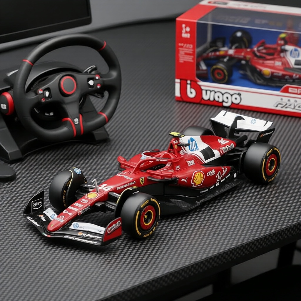 Bburago 1:43 เฟอร์รารี่ SF25 F1 รถเหล็กหล่อจําลอง - ชาร์ลส์ เลแคลร์ #16 & ลูอิส แฮมิลตัน #44 รุ่น
