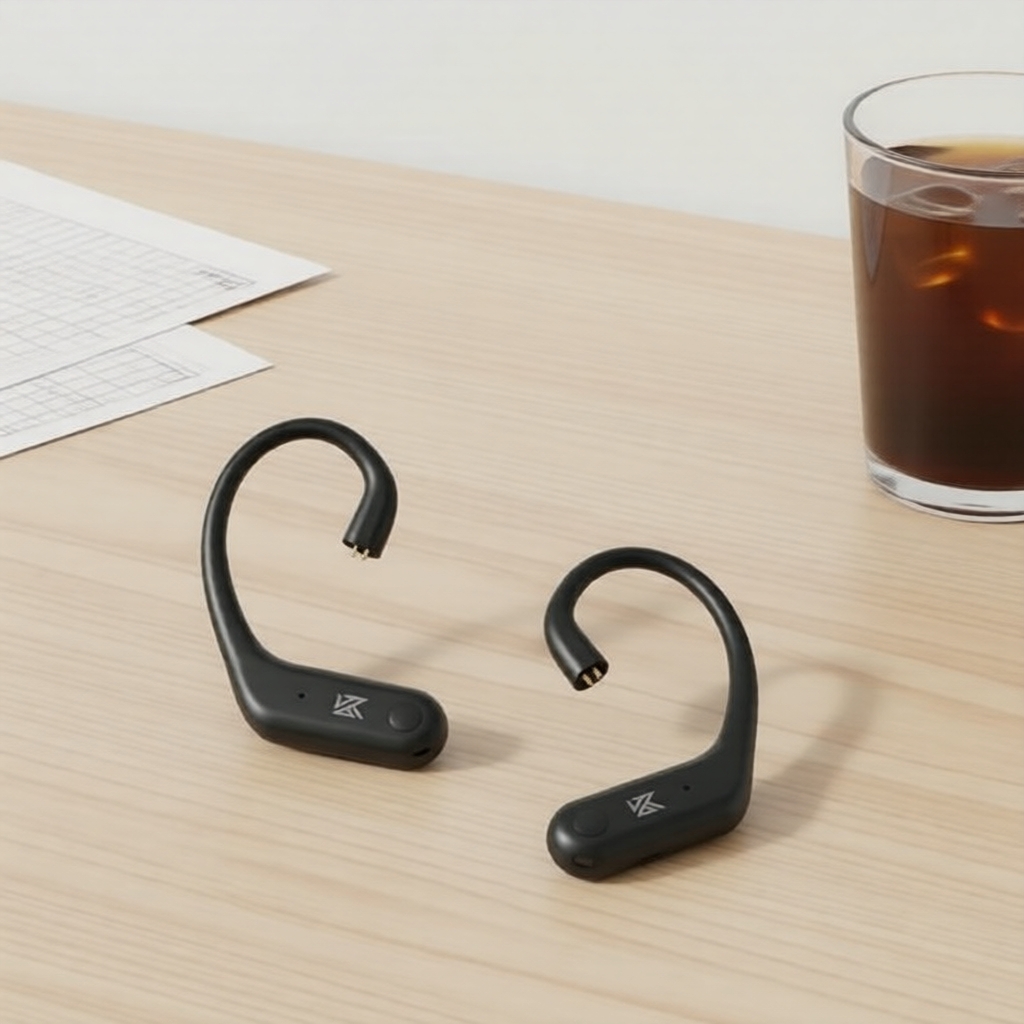 หูฟังบลูทูธ 5.4 KZ AN01 มีที่เกี่ยวหู ใช้หัวเชื่อมต่อแบบ C-Pin มีระบบตัดเสียงรบกวน (Active Noise Can