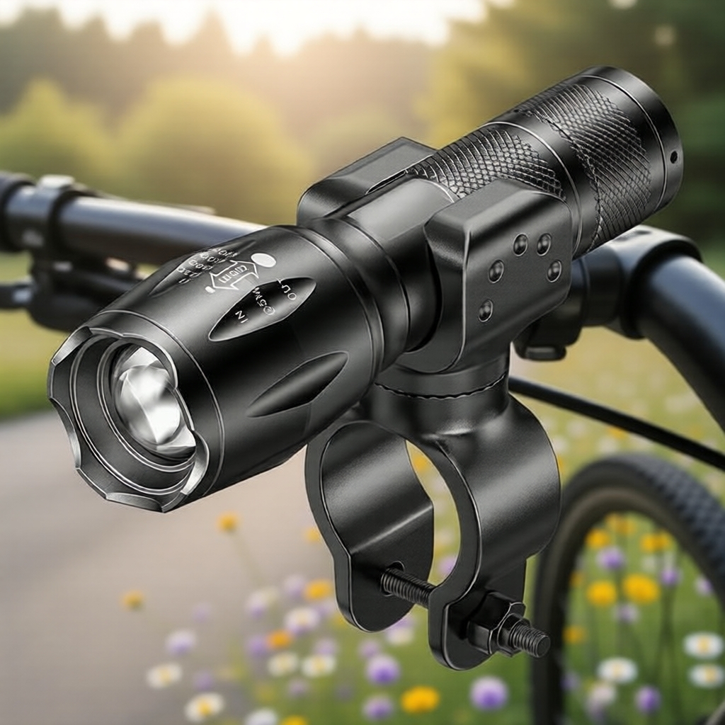 ไฟฉายจักรยานและไฟฉายมือถือ Zoomable SD1003 LED พร้อม 3 โหมด ชาร์จ USB กันน้ํา
