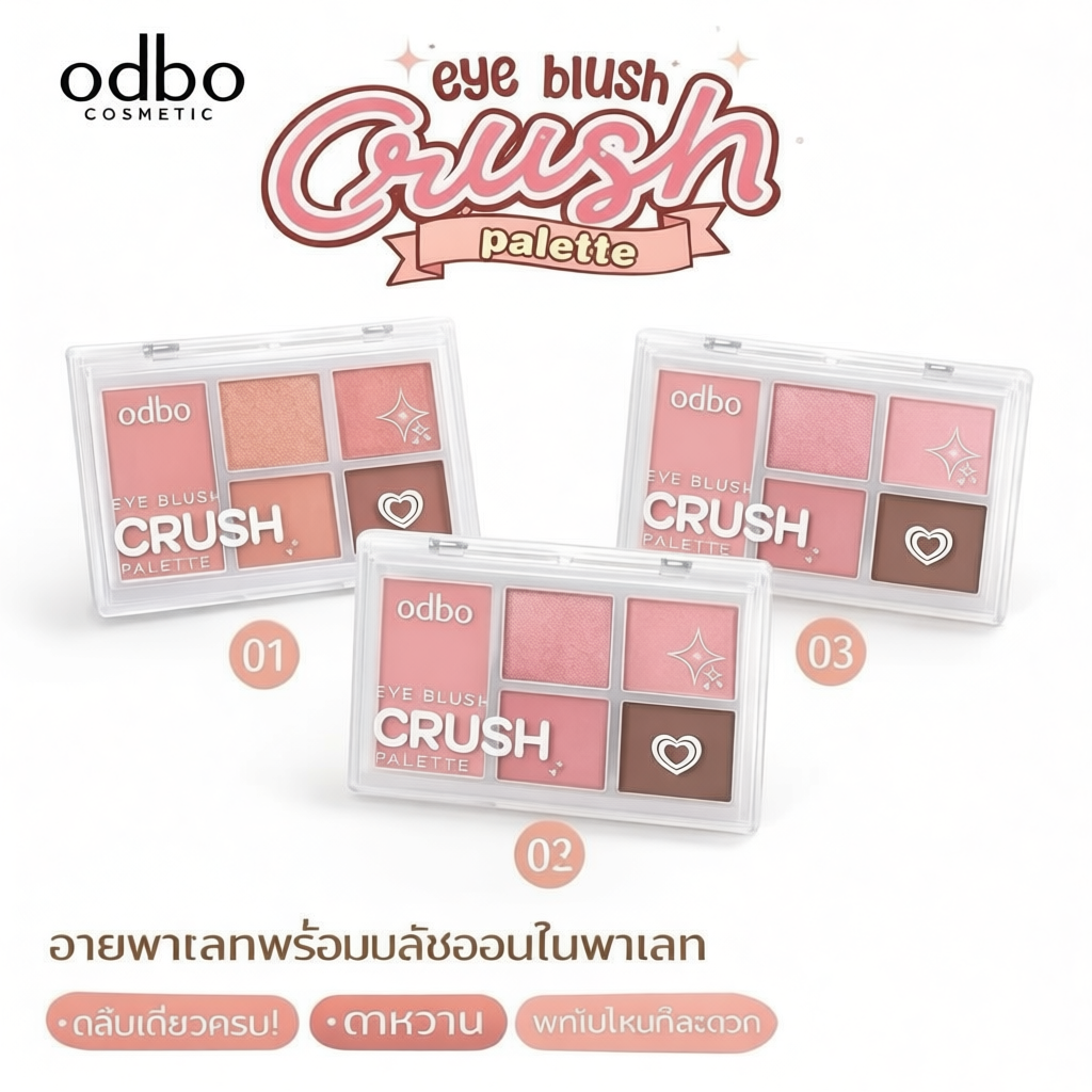 Odbo Eye Blush Crush Palette ODS04 ขนาด 6 กรัม