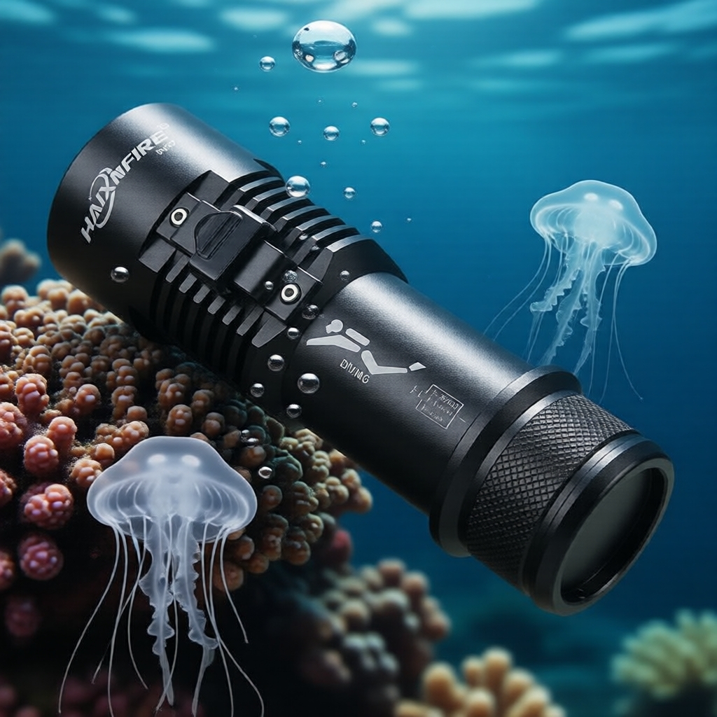 ไฟฉายดําน้ํากันน้ํา HaixnFire DV57 5000 ลูเมน XHP70 สําหรับกิจกรรมกลางแจ้ง