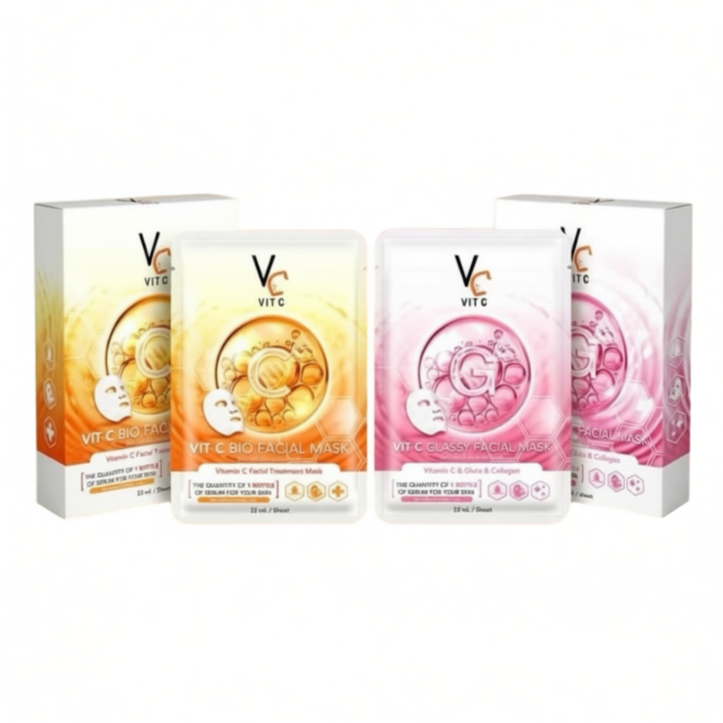 มาส์กหน้า VC น้องฉัตร Ratcha Vit c bio facial mask Mask / Vit C Glassy Facial Mask