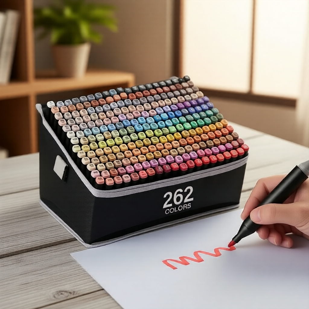 ปากกาสีน้ํา 262 สี แบบ 2 หัว สําหรับงานศิลปินและวาดภาพระบายสีมืออาชีพ