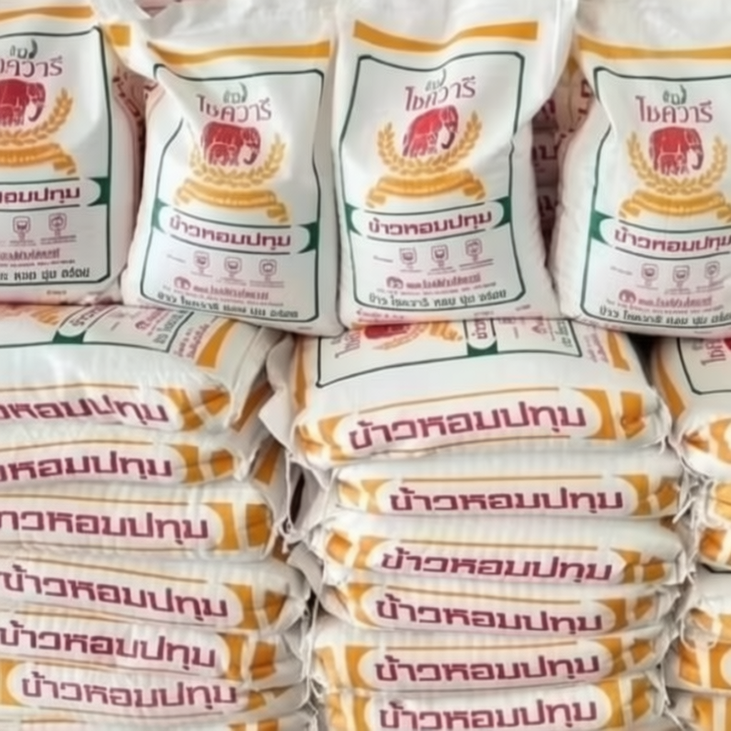 ข้าวหอมปทุมโชควารี5กิโลกรัม×3กระสอบ= 15กิโลกรัม หอม นุ่ม อร่อย คุณภาพดี(อ)