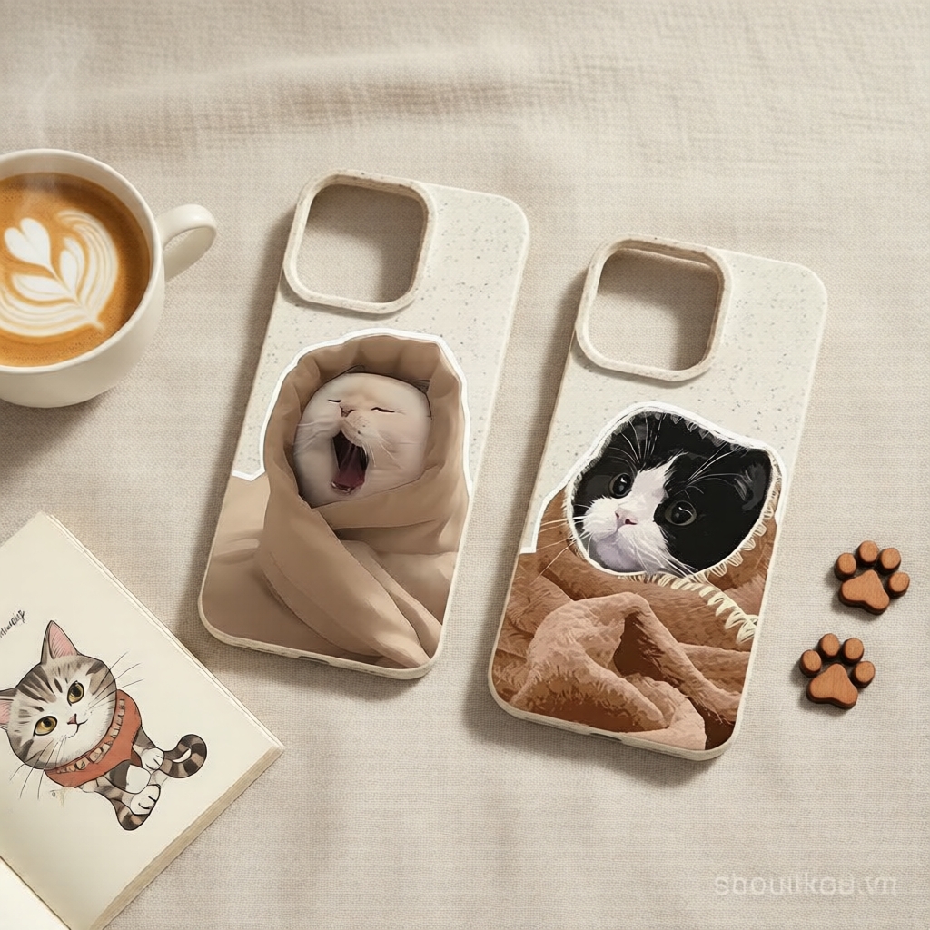 เคสโทรศัพท์ผ้านวมลูกแมวน่ารักสําหรับ iPhone 15/14/13/12 Pro Max, 11 Pro Max, XS Max, XR, X, 8 Plus, 