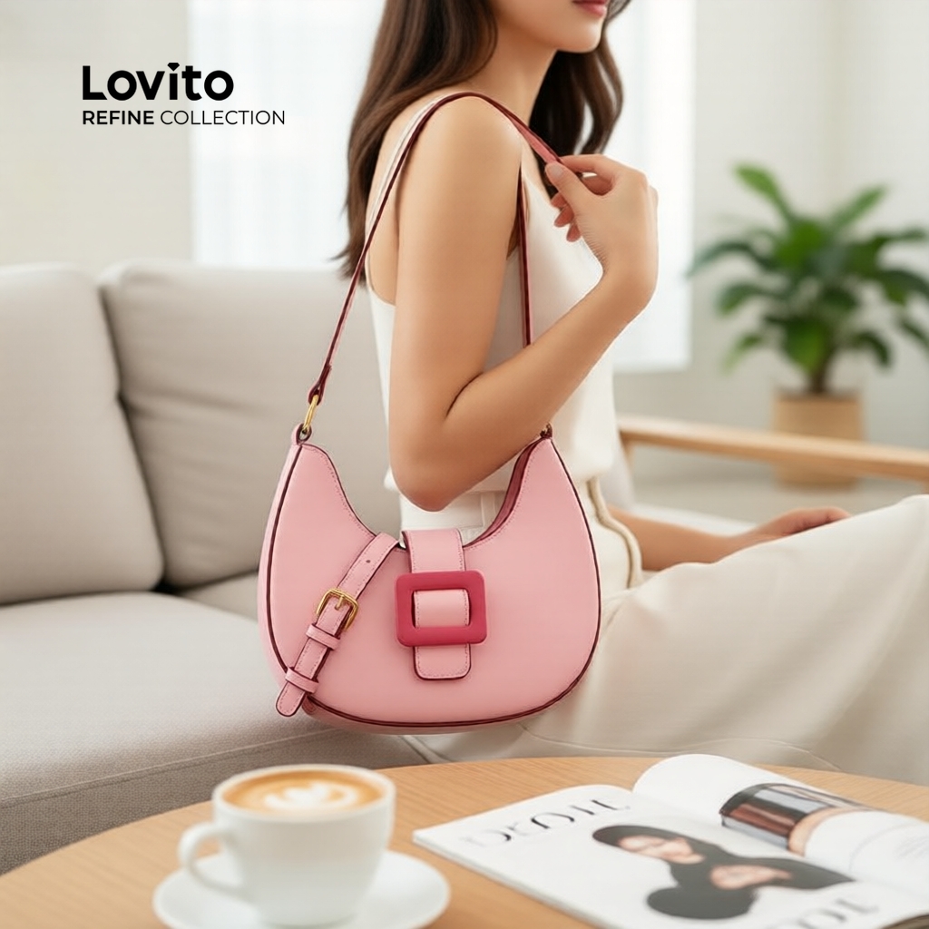 (NEW) (Lovito Refine)  กระเป๋าไหล่เล็กแบบลําลองสําหรับผู้หญิง LR27A128