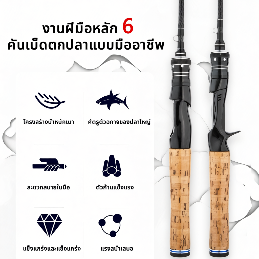 คันเบ็ดตกปลา  UL1.68/1.8 /2ม.UL/M  เบาพิเศษ เบสเเละสปิ้น สำหรับน้ำเค็มและน้ำ