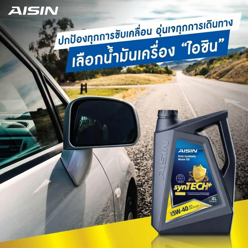 AISIN น้ำมันเครื่องสังเคราะห์แท้ 100% เกรด SAE 5W-40 / 5W-30 เบนซิน Fully Synthetic