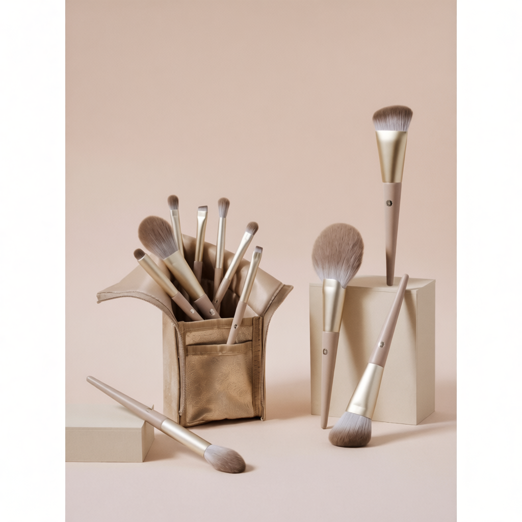 SUPERMOM l Warm and Gray brush set (ชุดแปรงแต่งหน้า ขนสังเคราะห์ เกรดพรีเมี่ยม จำนวน 11 ด้าม พร้อมกร