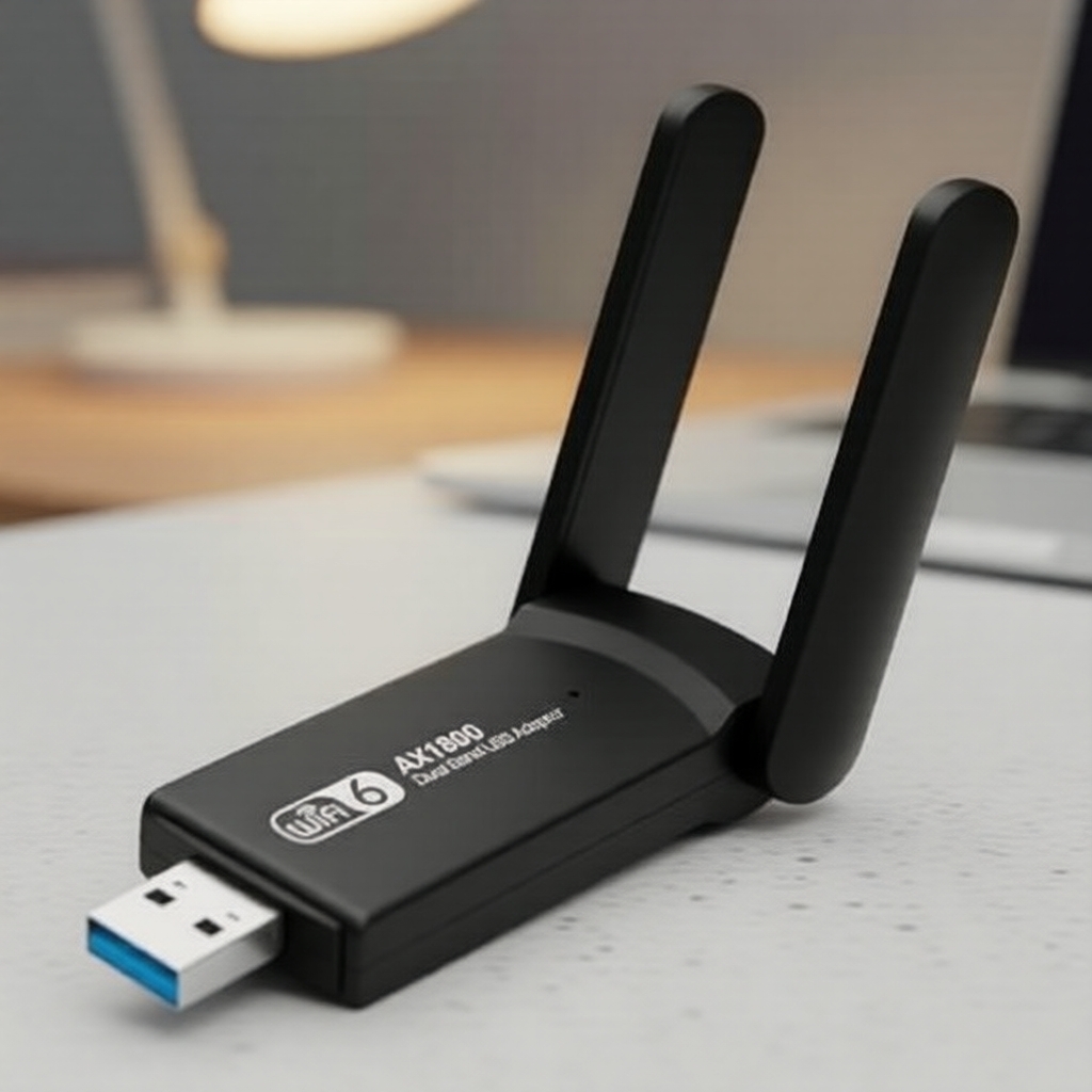 อะแดปเตอร์ไวไฟ 6 USB 3.0 AX1800 ความเร็ว 1800Mbps ย่านความถี่ 2.4/5.8GHz พร้อมเสาอากาศ 2x 5dBi