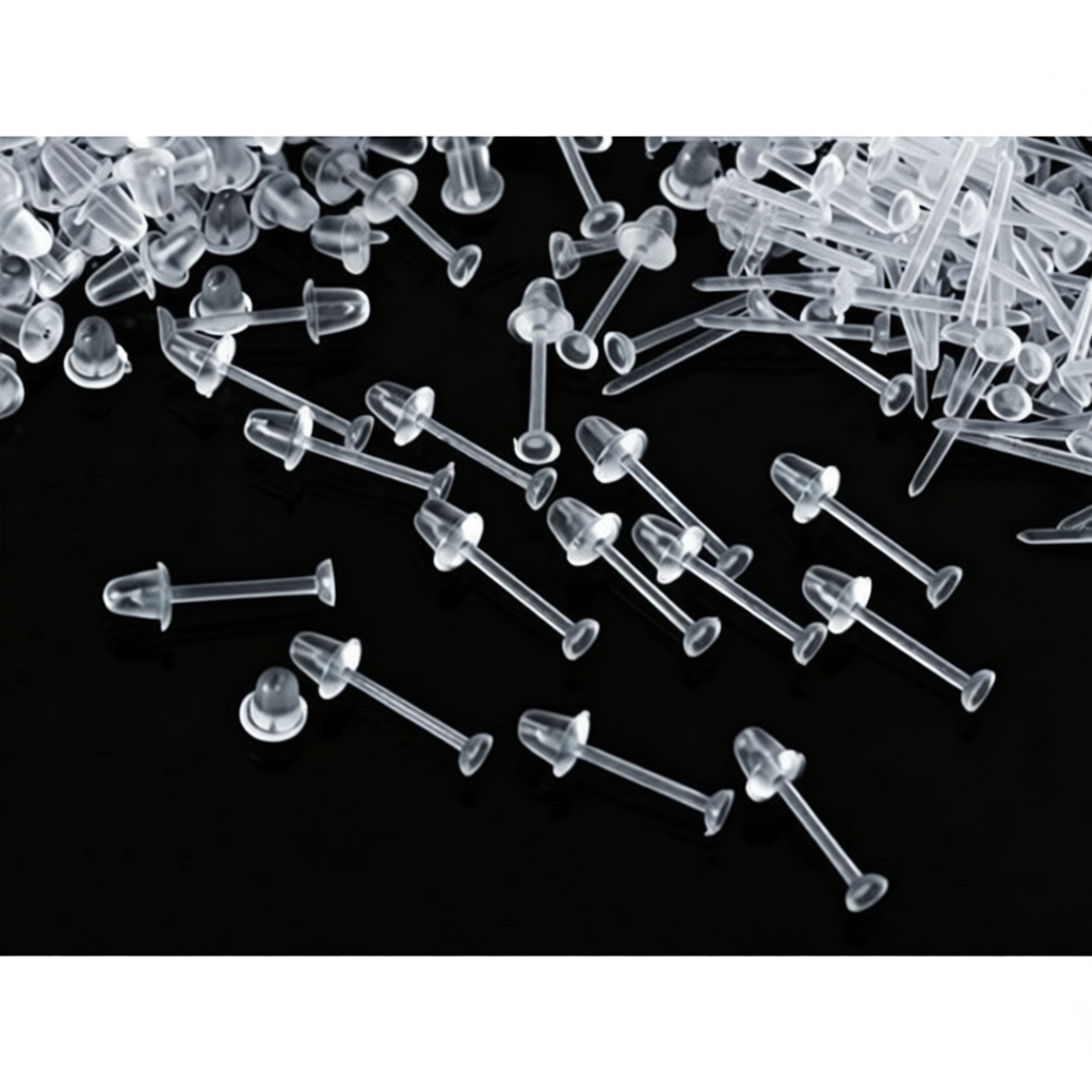 Mukie shop DIY ชุดต่างหูพลาสติก ต่างหู ก้านพลาสติก หัวแบนพร้อมจุกพลาสติก