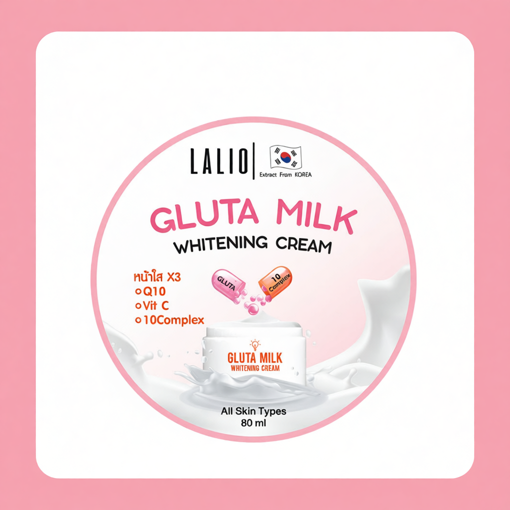 LALIO ครีมบำรุงผิวหน้า GLUTA MILK WHITENING CREAM 80 มล. (1 ชิ้น / 3 ชิ้น)