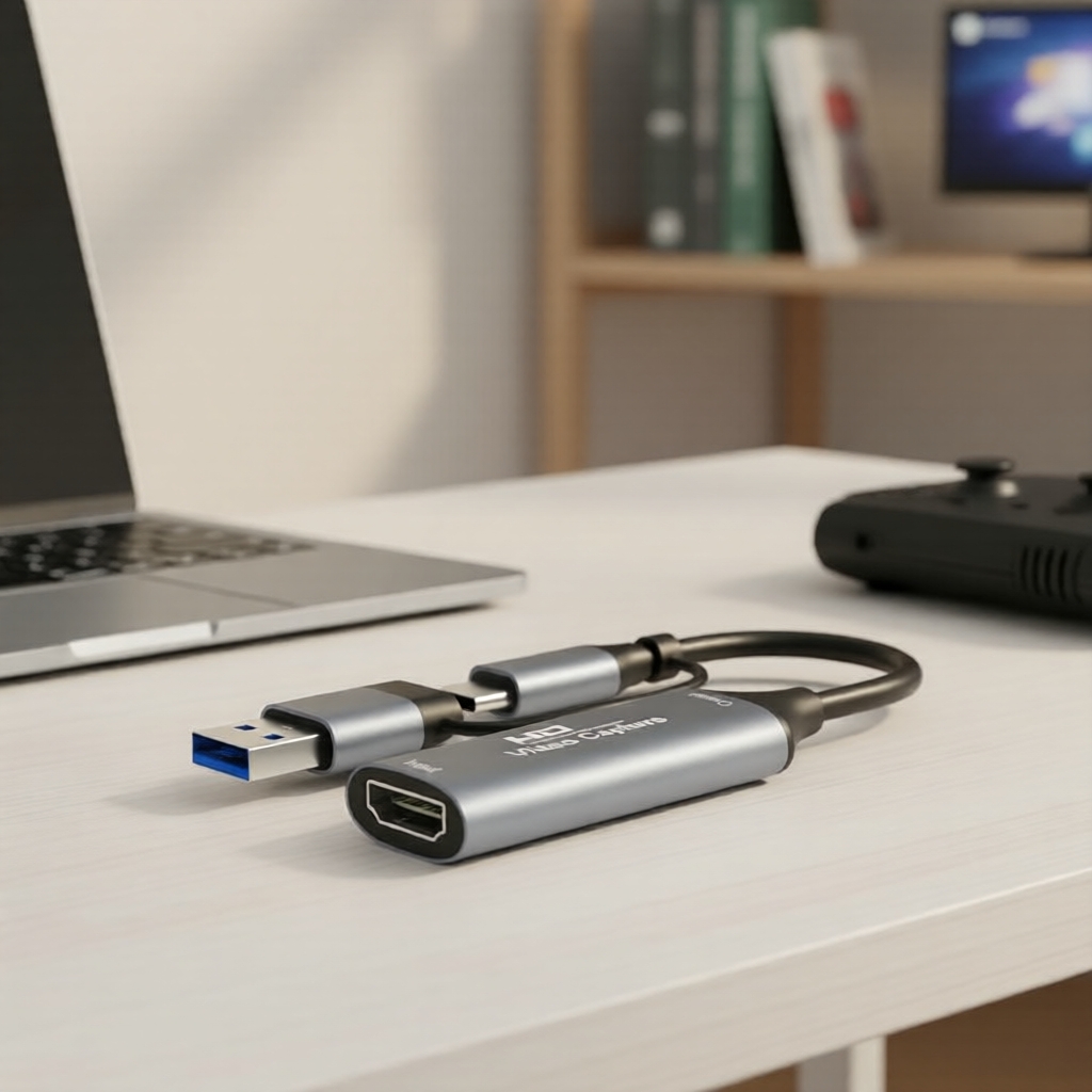 การ์ดจับภาพวิดีโอเสียง HDMI เป็น USB/Type-C 4K 2-IN-1 1080P สําหรับ OBS Studio, PotPlayer, QT Player