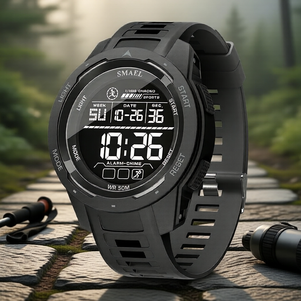 SMAEL 8105 นาฬิกาข้อมือกีฬาแบบคู่หน้าจอ สําหรับทุกเพศ กันน้ําลึก 50 เมตร แสดงทั้งอนาล็อกและดิจิทัล