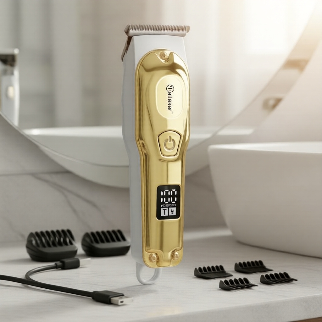 HATTEKER เครื่องกันจอนผมผู้ชายใบมีด T-Blade 0 มม. - เครื่องตัดผมไฟฟ้าแบบมีสาย สําหรับตัดผมเองที่บ้าน