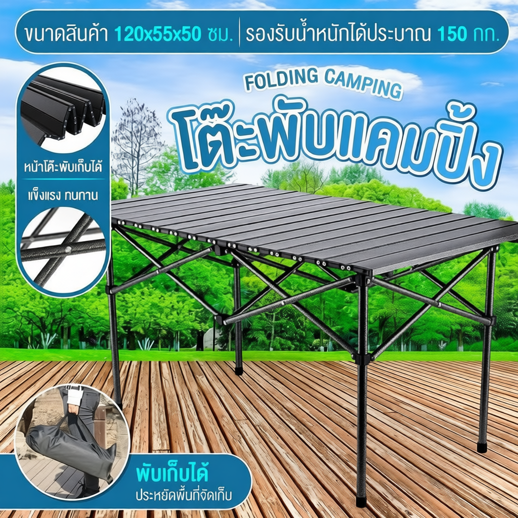 ACE โต๊ะแคมป์ปิ้ง พับเก็บได้ แบบพกพา TSD-53 , TSD-95 , TSD-120