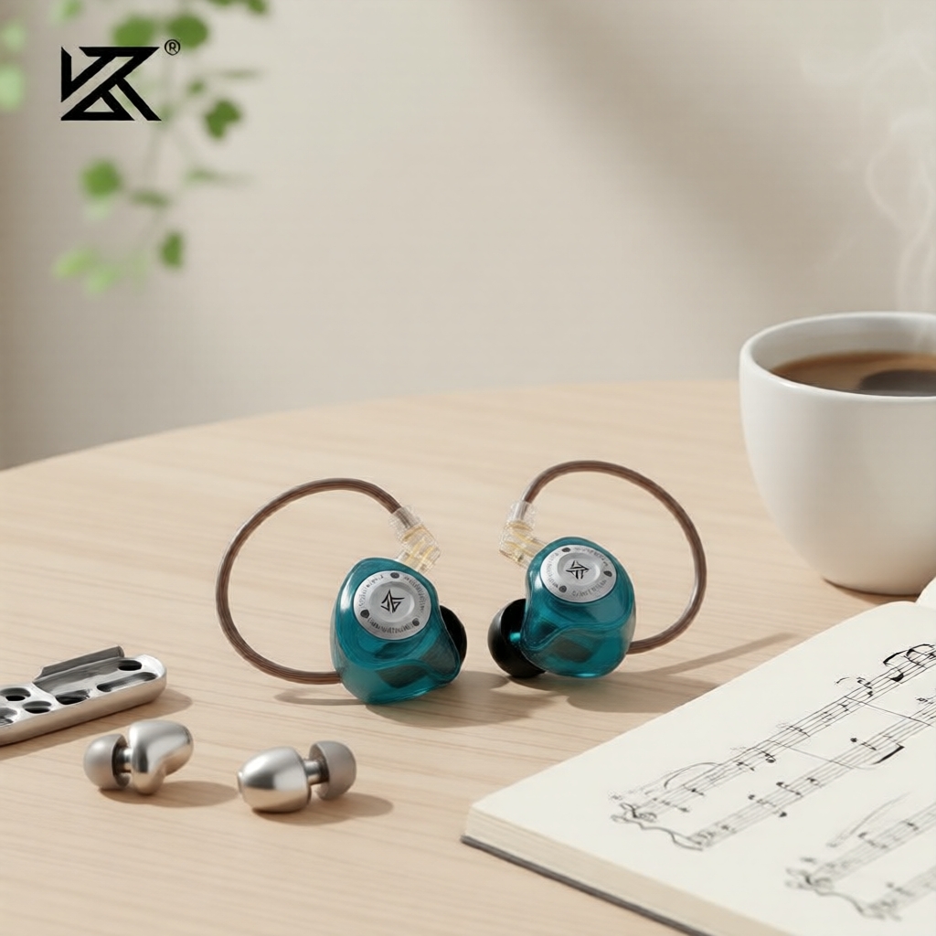 หูฟังมีสาย KZ EDX PRO X, ขั้วต่อพิน 2 ขา ขนาด 0.75 มม., สายถอดได้โปร่งใสสีดําแบบแบน