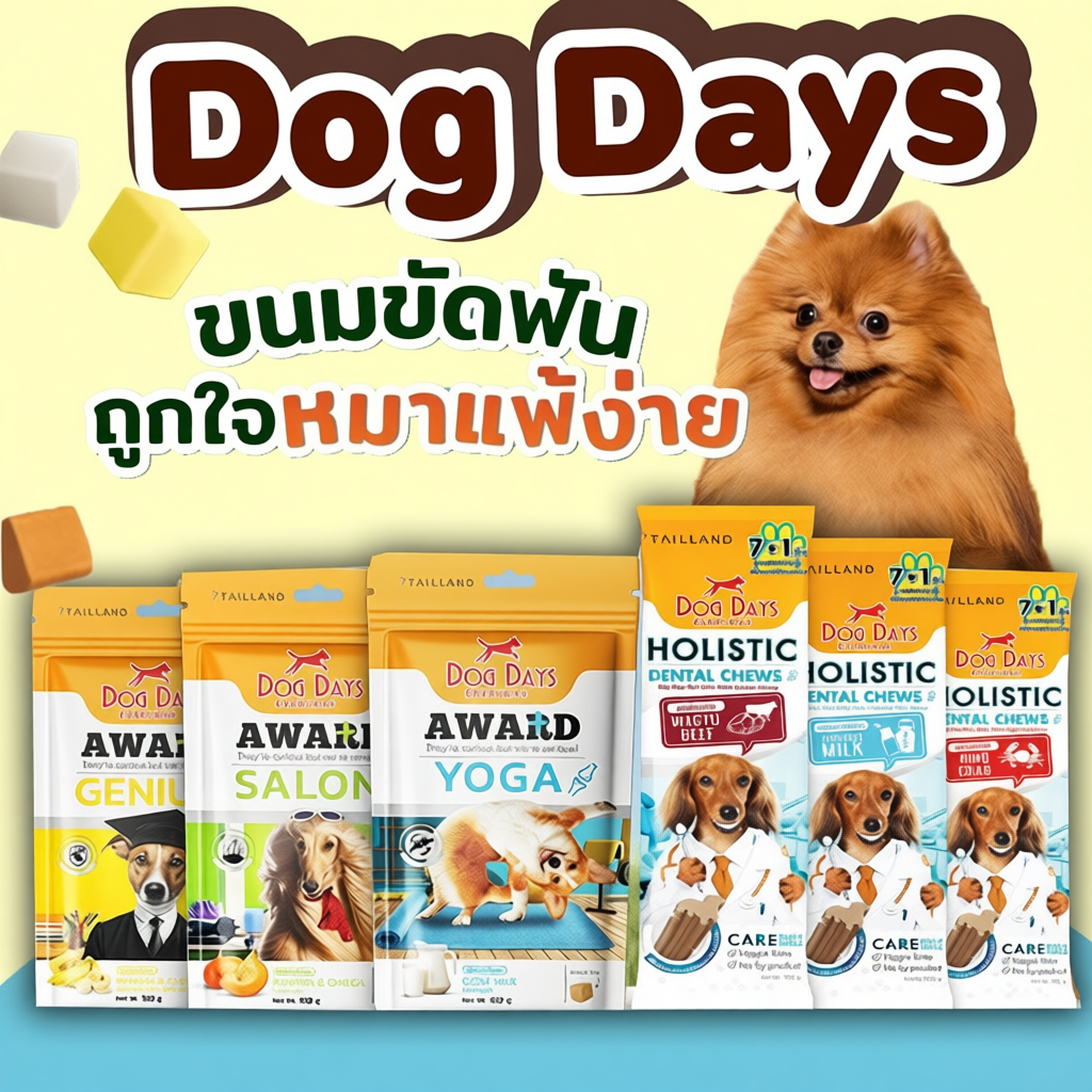 Dog Days ขนมสุนัข ขัดฟัน ควบคุมปริมาณโปรตีน มาตรฐานจาก AAFCO, GMP, HACCP