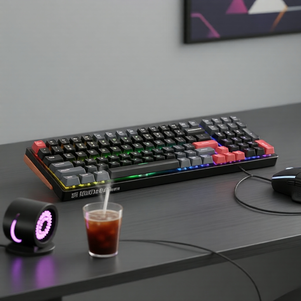 คีย์บอร์ดแมคคานิคอล Machenike K600 Lite, 100 ปุ่ม, ไฟ RGB, สวิตช์เปลี่ยนได้, สวิตช์ Brown/Red, มีสาย