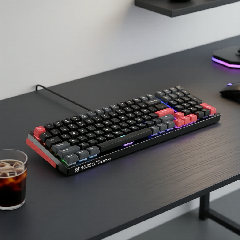 คีย์บอร์ดแมคคานิคอล Machenike K600 Lite 100% Layout, ไฟ RGB, สวิตช์เปลี่ยนได้, Brown/Red Switch