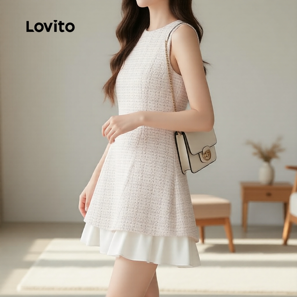 Lovito ผ้าชุดผู้หญิง ปักด้าย สีขาวอ่อน ใส่สบาย สําหรับฤดูร้อน L159AD185 – โปรปัง
