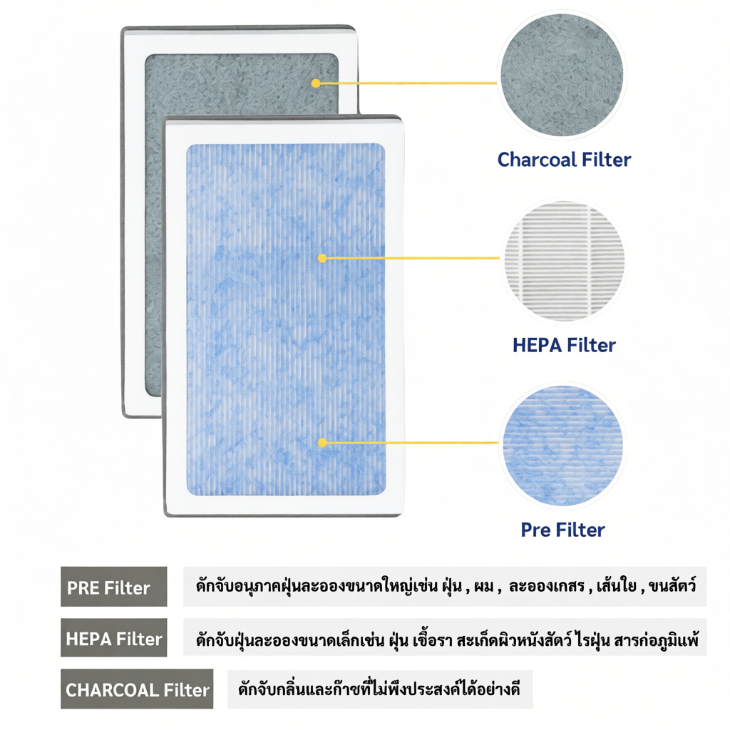 แผ่นกรองอากาศ Bwell รุ่น CF-8000 สำหรับเครื่องฟอกอากาศ