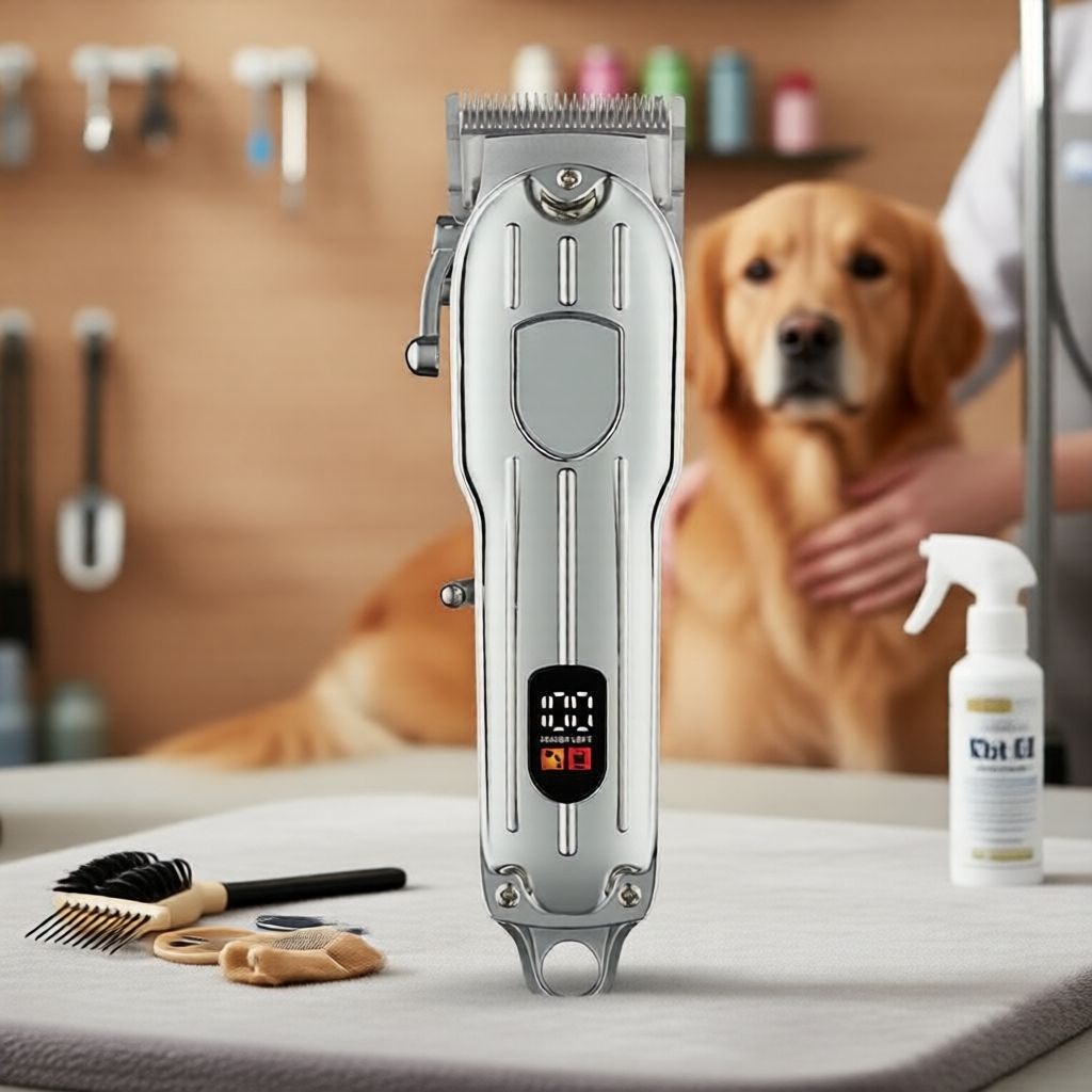 กรรไกรตัดแต่งขนสัตว์เลี้ยง YYT สําหรับสุนัขและแมว ชาร์จด้วย USB ความยาวใบมีดปรับได้