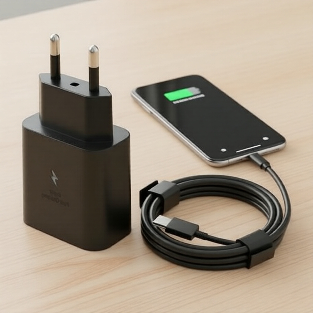 ที่ชาร์จ Samsung Galaxy S23/S24/S25 Ultra & Note 20/10 Plus 25W PD, ปลั๊ก EU พร้อมสายชาร์จ USB-C