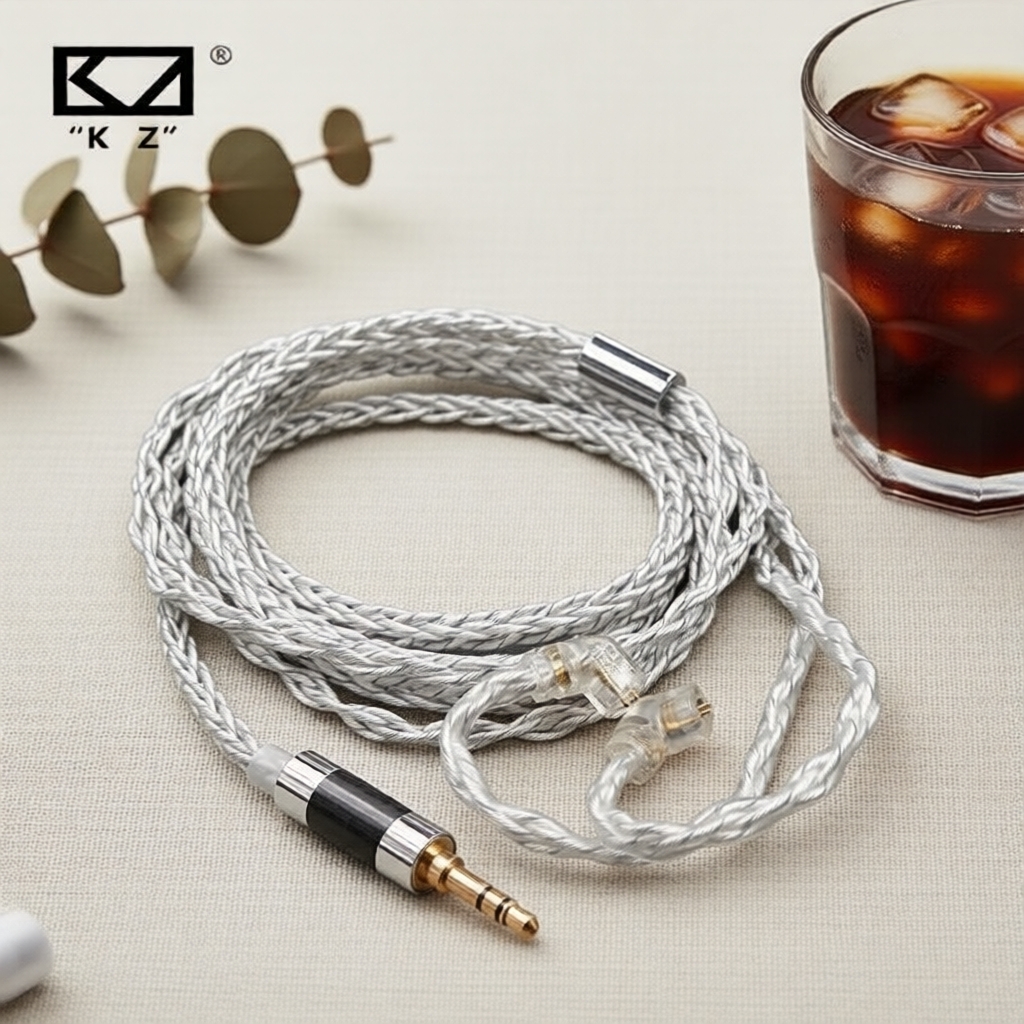 สายเคเบิลเงินฟ้า 8 แกนสําหรับหูฟังเอียร์มอนิเตอร์ KZ ZS10 PRO ZSN