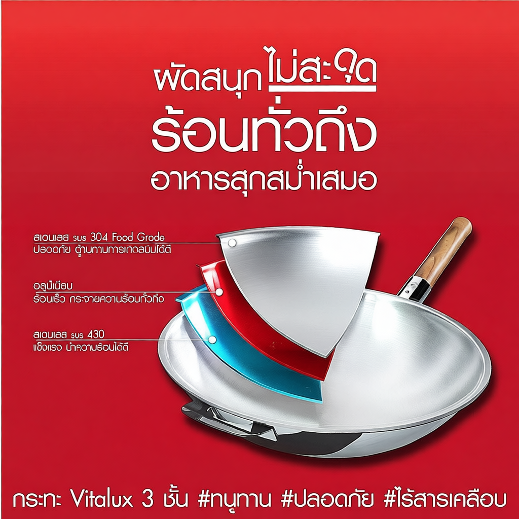 Zebra กระทะ Vitalux 3 ชั้น 34 ซม. ด้ามหูเบกาไลท์