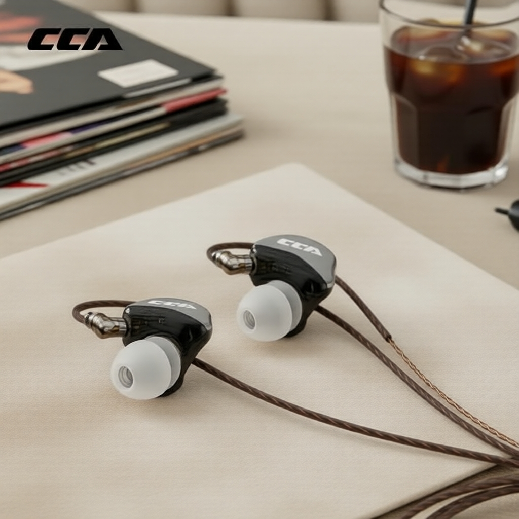 หูฟังมีสายแบบไดนามิกในหู CCA CRA พร้อมไมโครโฟนและสายถอดได้ 2 พิน OFC, แยกเสียงรบกวน, ช่องเสียบ 3.5 ม