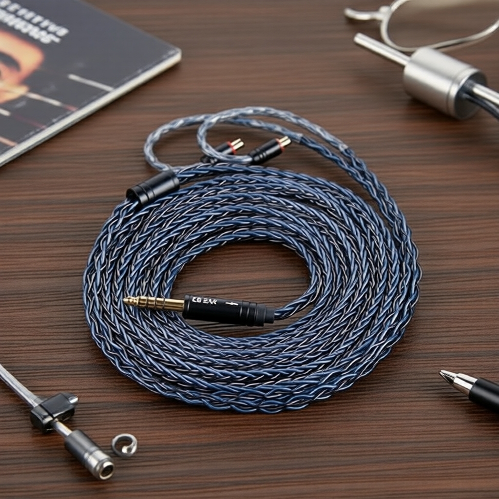 KBEAR ST12+ สาย IEM 2 เมตร 2 พิน 8 แกน 4N OFC หุ้มเงิน HiFi ใช้แทน KZ/ZST/AS10/ZS10/CCA C10/C12