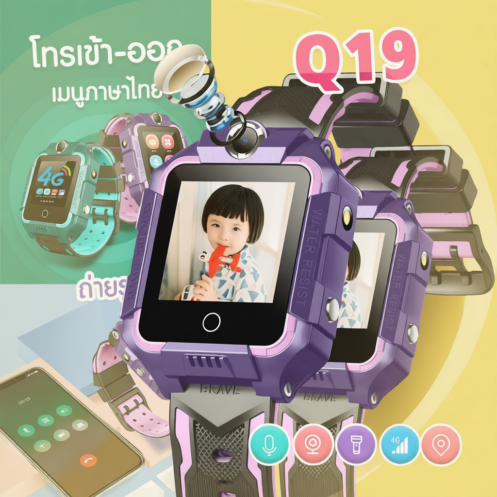 นาฬิกาเด็ก เมนูไทย Q88S GPS สมาร์ทวอทช์ ยกได้หมุนได้
