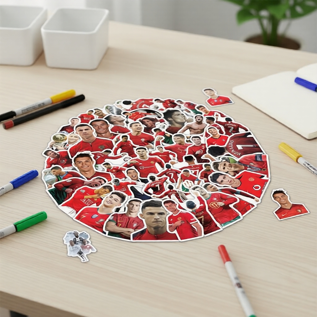 ชุดสติ๊กเกอร์ CR7 นักฟุตบอลดาวดัง (50 ชิ้น) - สติกเกอร์กันน้ําสําหรับติดโทรศัพท์ สมุด แล็ปท็อป อุปกร